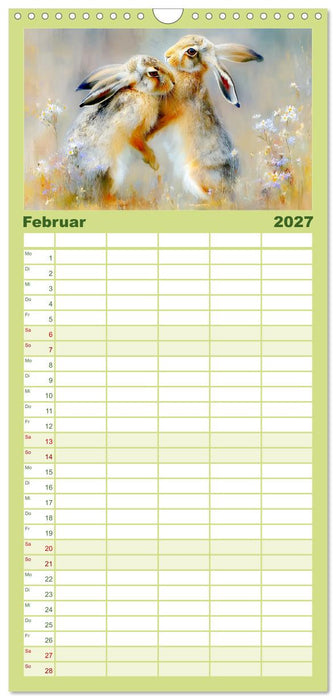 Wildhasen. Meister der Tarnung in offener Feldflur (CALVENDO Familienplaner 2027)