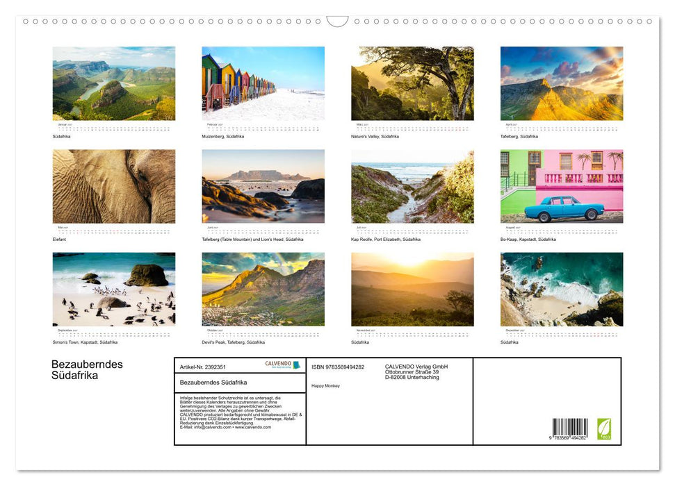 Bezauberndes Südafrika (CALVENDO Wandkalender 2027)