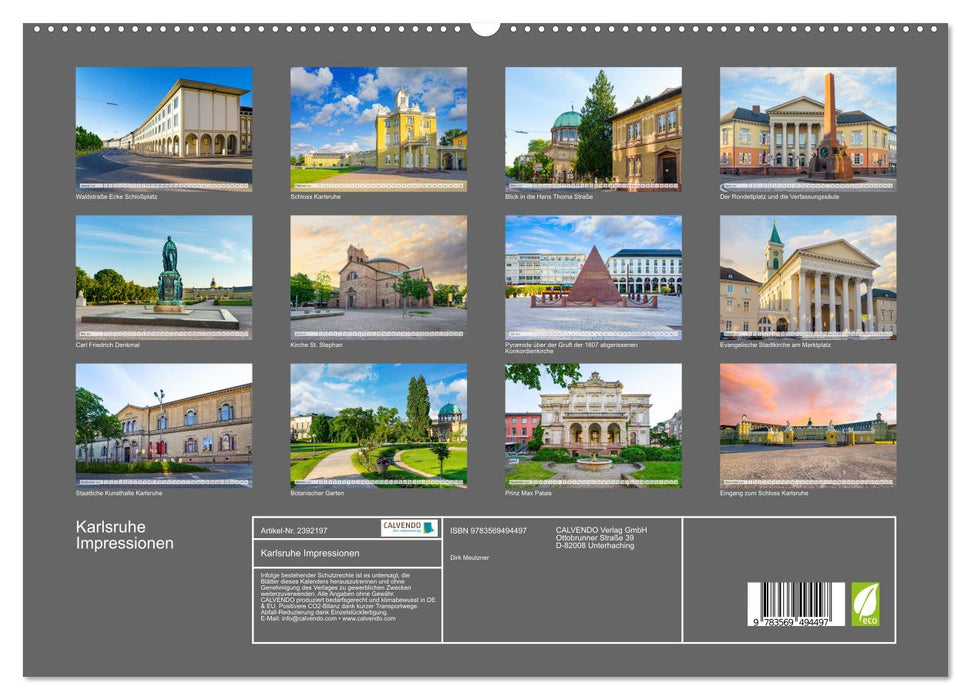 Karlsruhe Impressionen (CALVENDO Wandkalender 2027)