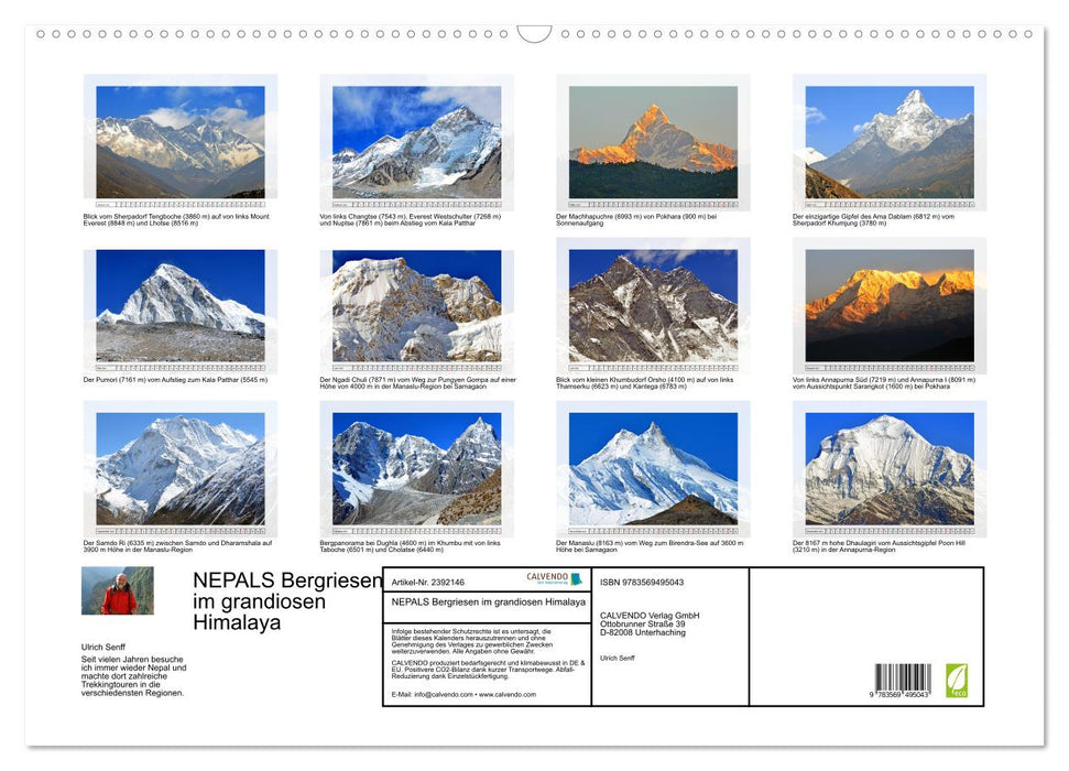 NEPALS Bergriesen im grandiosen Himalaya (CALVENDO Wandkalender 2027)