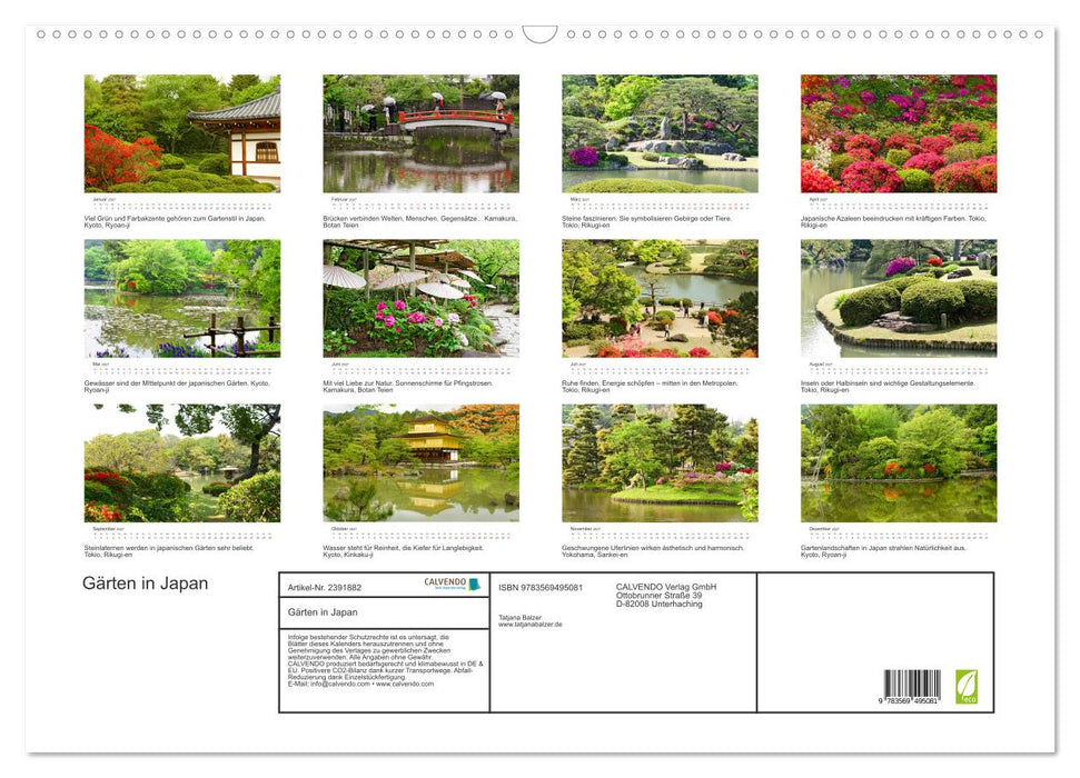 Gärten in Japan (CALVENDO Wandkalender 2027)