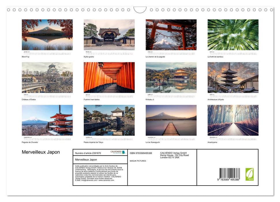 Merveilleux Japon (CALVENDO Calendrier mensuel 2027)