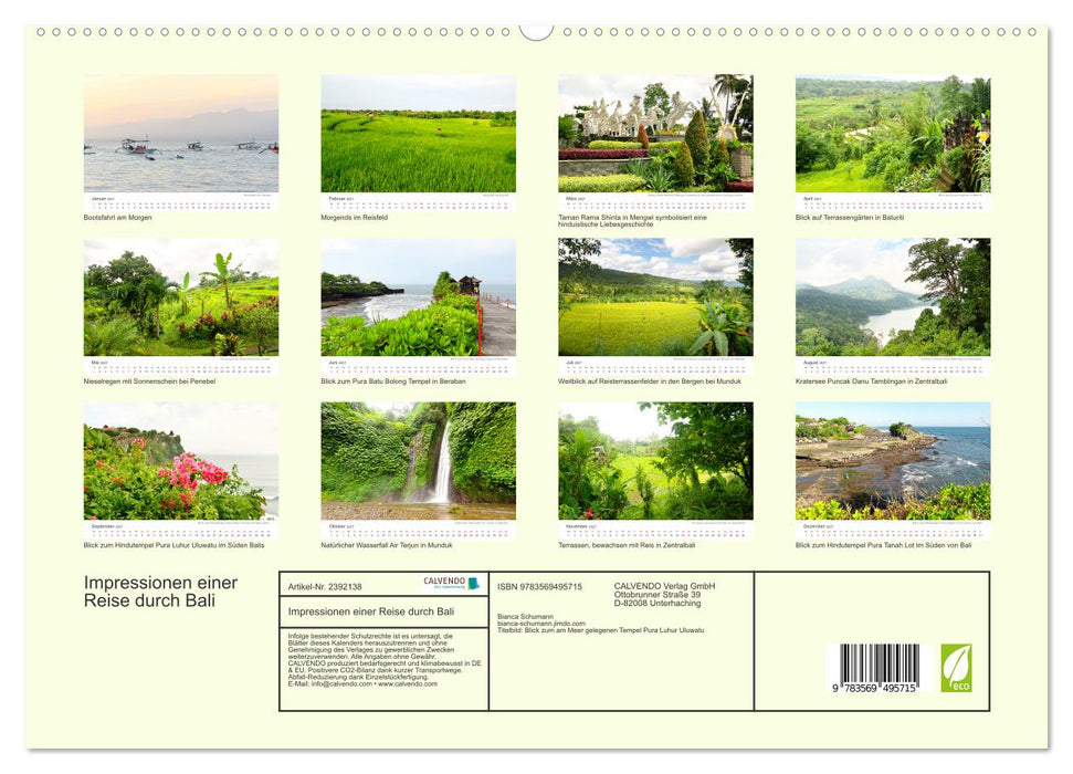 Impressionen einer Reise durch Bali (CALVENDO Premium Wandkalender 2027)