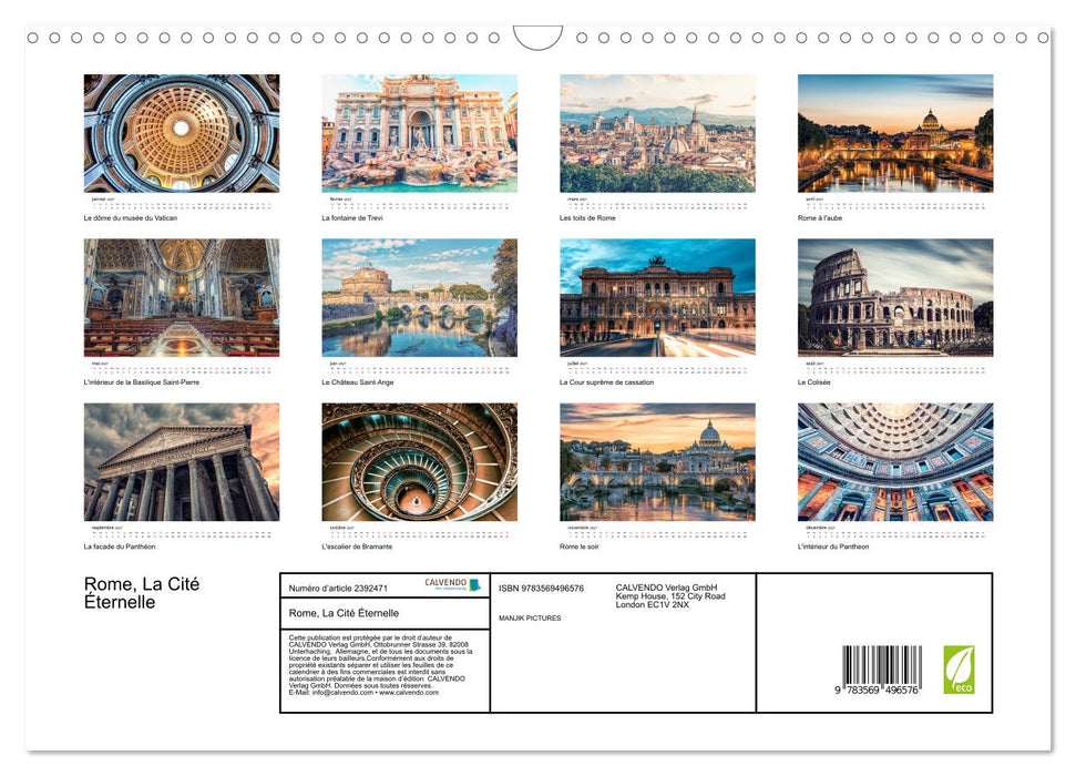 Rome, La Cité Éternelle (CALVENDO Calendrier mensuel 2027)