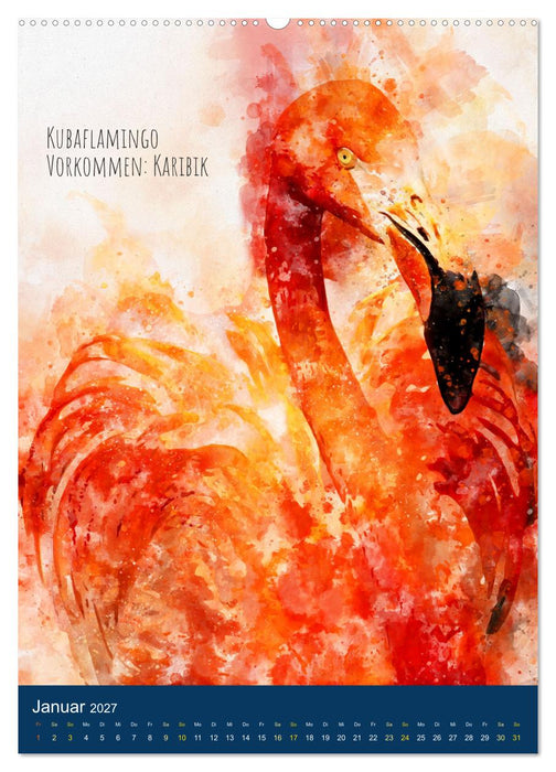 Exotische Vögel - Die Schönsten der Welt in Aquarell (CALVENDO Wandkalender 2027)
