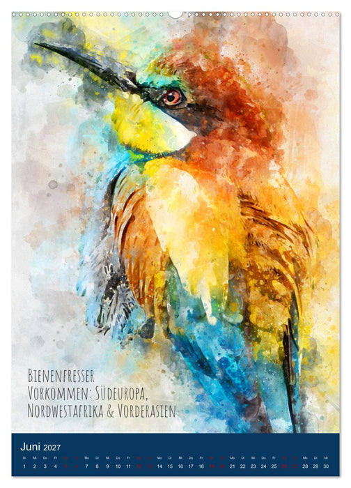 Exotische Vögel - Die Schönsten der Welt in Aquarell (CALVENDO Wandkalender 2027)