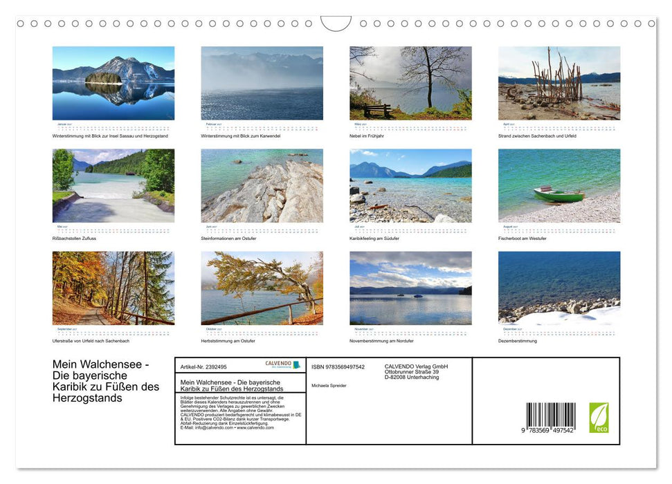 Mein Walchensee - Die bayerische Karibik zu Füßen des Herzogstands (CALVENDO Wandkalender 2027)