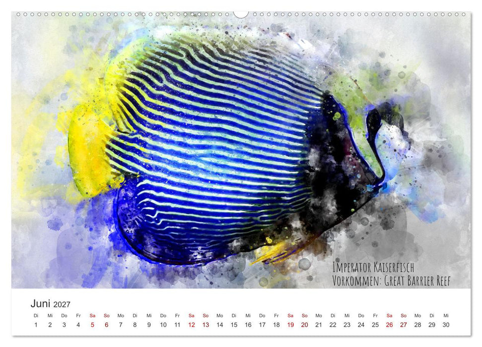 Exotische Fische - Die schönsten Fische der Welt in Aquarell (CALVENDO Wandkalender 2027)