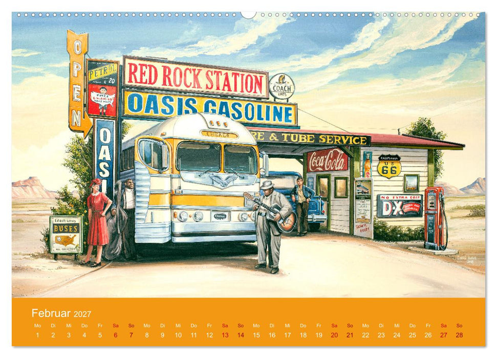 Route US 66 Momente Gemälde von Georg Huber (CALVENDO Wandkalender 2027)
