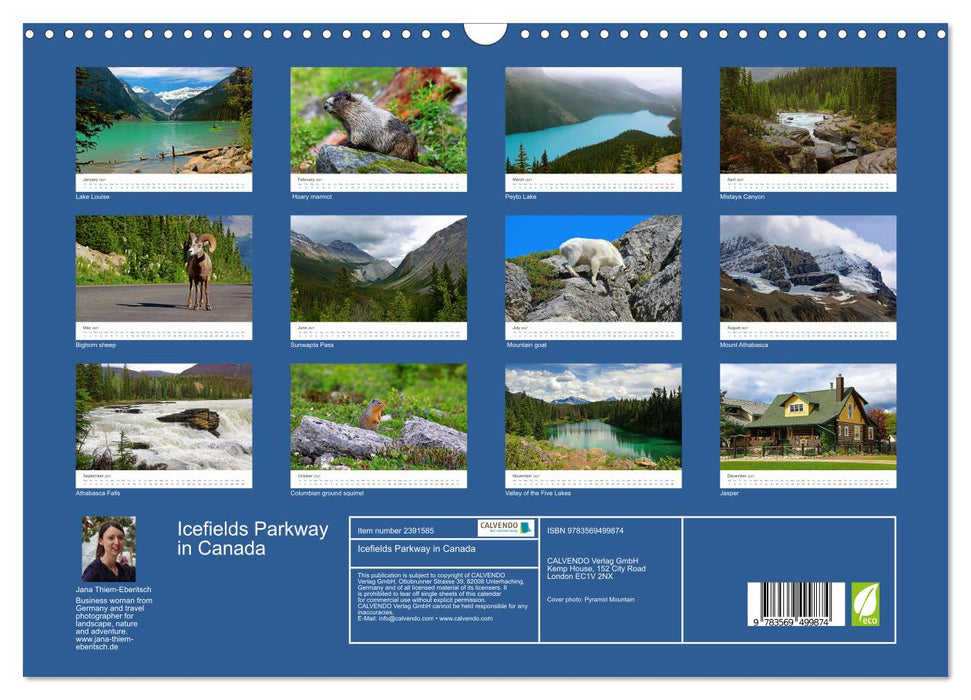 Icefields Parkway in Canada (CALVENDO Monthly Calendar 2027)