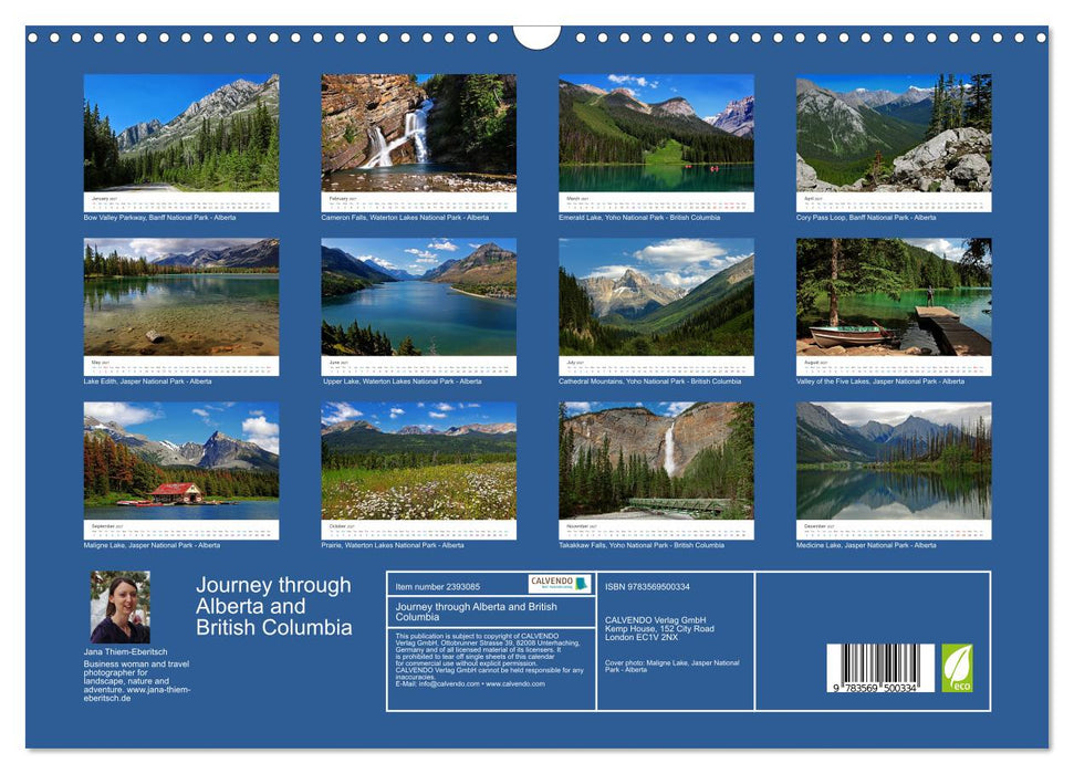 Journey through Alberta and British Columbia (CALVENDO Monthly Calendar 2027)