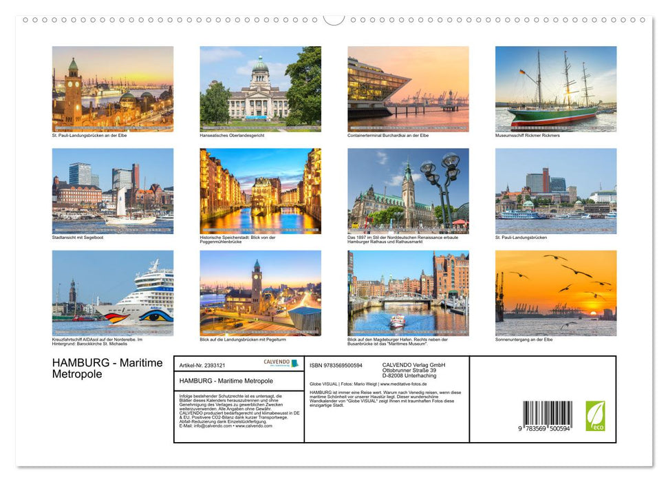 HAMBURG - Maritime Metropole (CALVENDO Premium Wandkalender 2027)