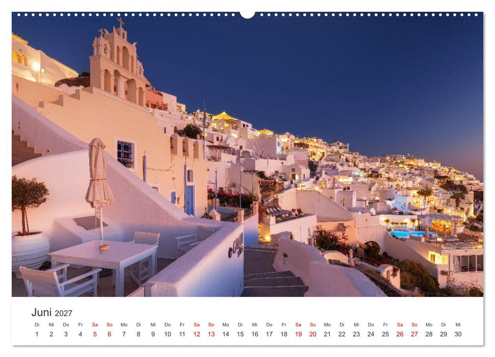Santorini Fira & Firostefani (CALVENDO Premium Wandkalender 2027)