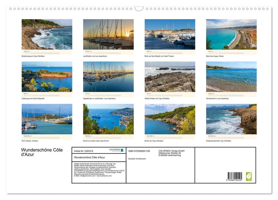 Wunderschöne Côte d'Azur (CALVENDO Wandkalender 2027)