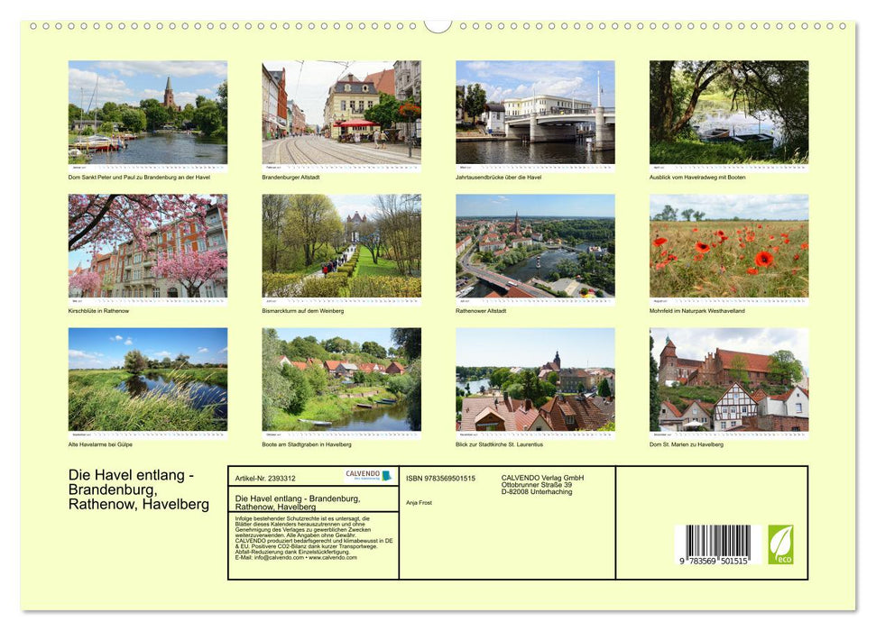 Die Havel entlang - Brandenburg, Rathenow, Havelberg (CALVENDO Wandkalender 2027)