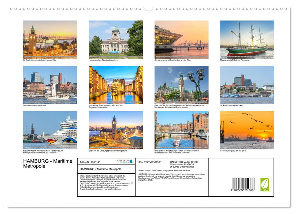HAMBURG - Maritime Metropole (CALVENDO Wandkalender 2027)