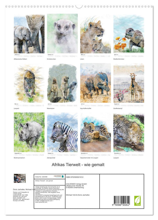 Afrikas Tierwelt - wie gemalt (CALVENDO Wandkalender 2027)