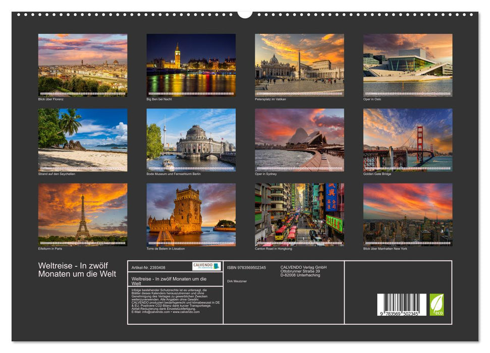 Weltreise - In zwölf Monaten um die Welt (CALVENDO Wandkalender 2027)