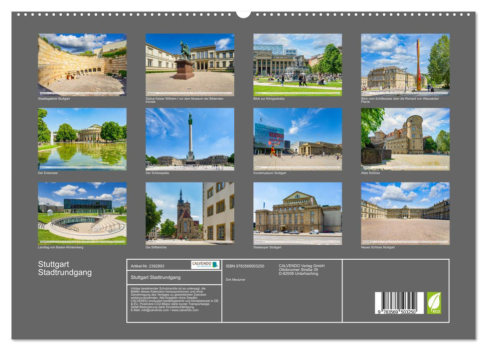 Stuttgart Stadtrundgang (CALVENDO Premium Wandkalender 2027)