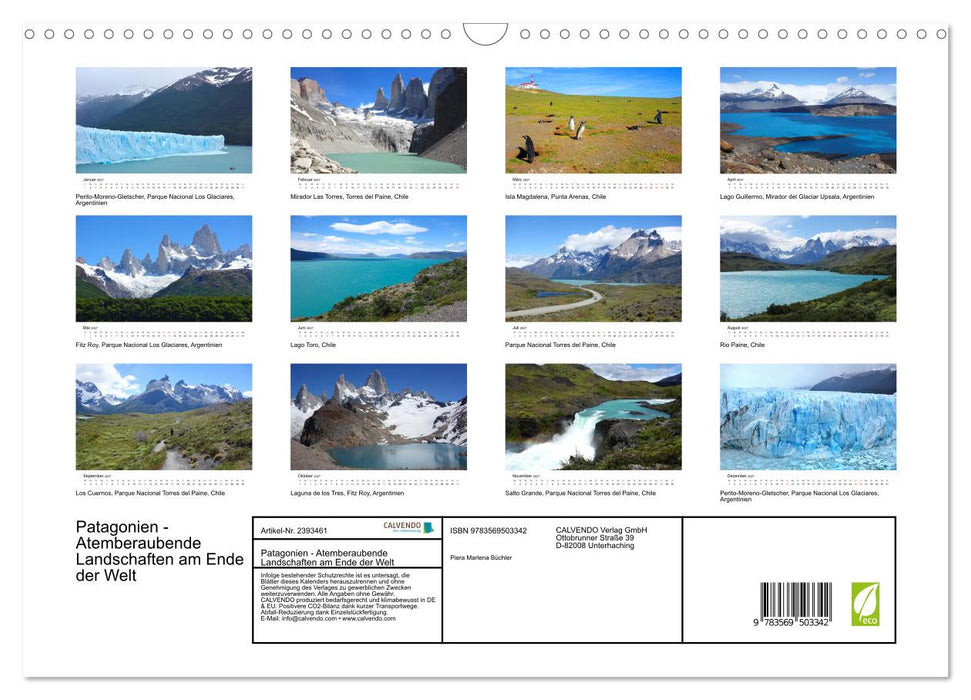 Patagonien - Atemberaubende Landschaften am Ende der Welt (CALVENDO Wandkalender 2027)