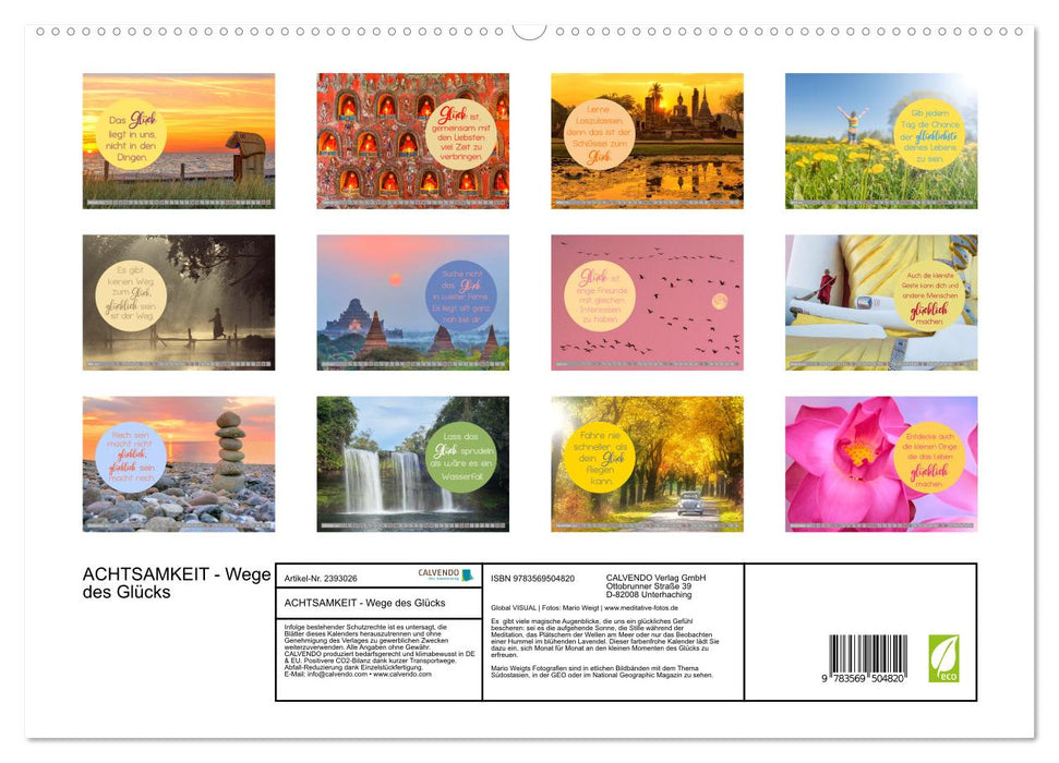 ACHTSAMKEIT - Wege des Glücks (CALVENDO Wandkalender 2027)