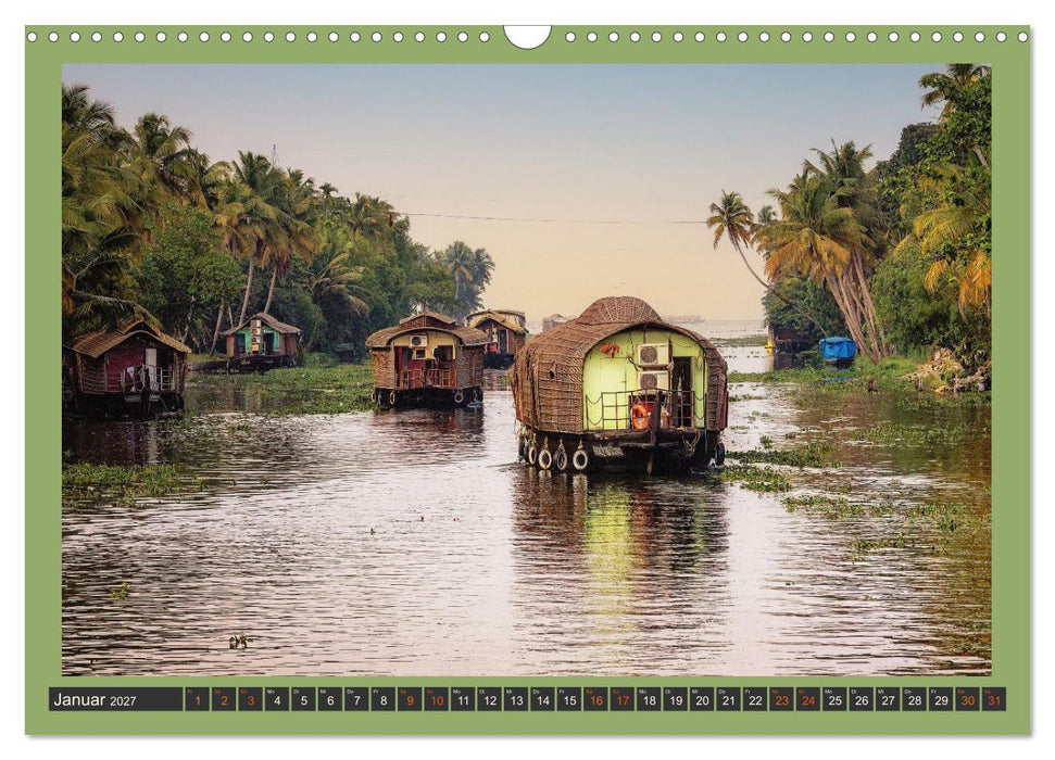 Kerala Backwaters - mit dem Hausboot durch die tropische Wasserwelt (CALVENDO Wandkalender 2027)