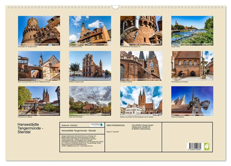 Hansestädte Tangermünde - Stendal (CALVENDO Wandkalender 2027)