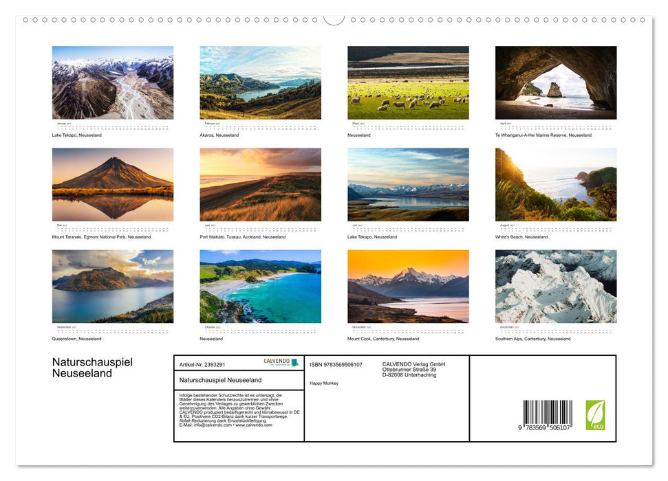 Naturschauspiel Neuseeland (CALVENDO Premium Wandkalender 2027)