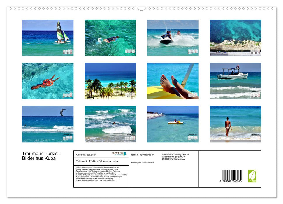 Träume in Türkis - Bilder aus Kuba (CALVENDO Wandkalender 2027)