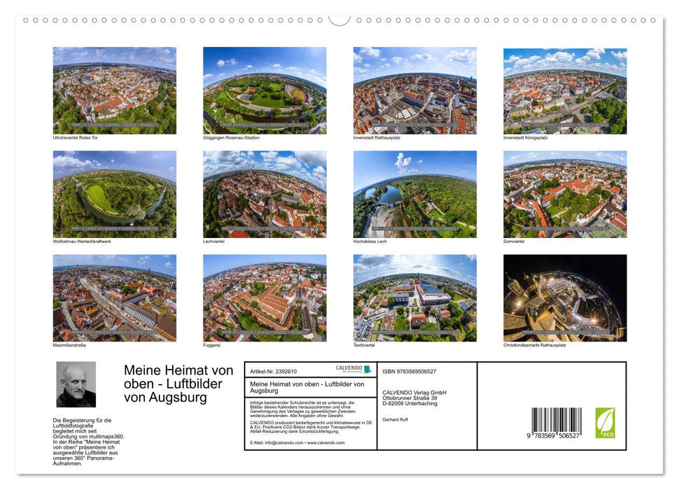 Meine Heimat von oben - Luftbilder von Augsburg (CALVENDO Wandkalender 2027)