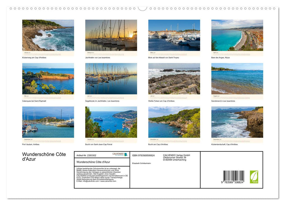 Wunderschöne Côte d'Azur (CALVENDO Premium Wandkalender 2027)