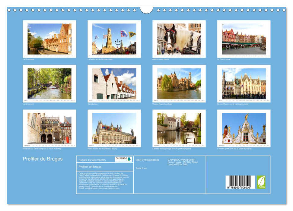 Profiter de Bruges (CALVENDO Calendrier mensuel 2027)