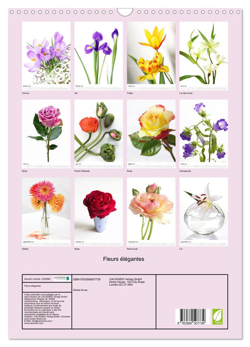 Fleurs élégantes (CALVENDO Calendrier mensuel 2027)