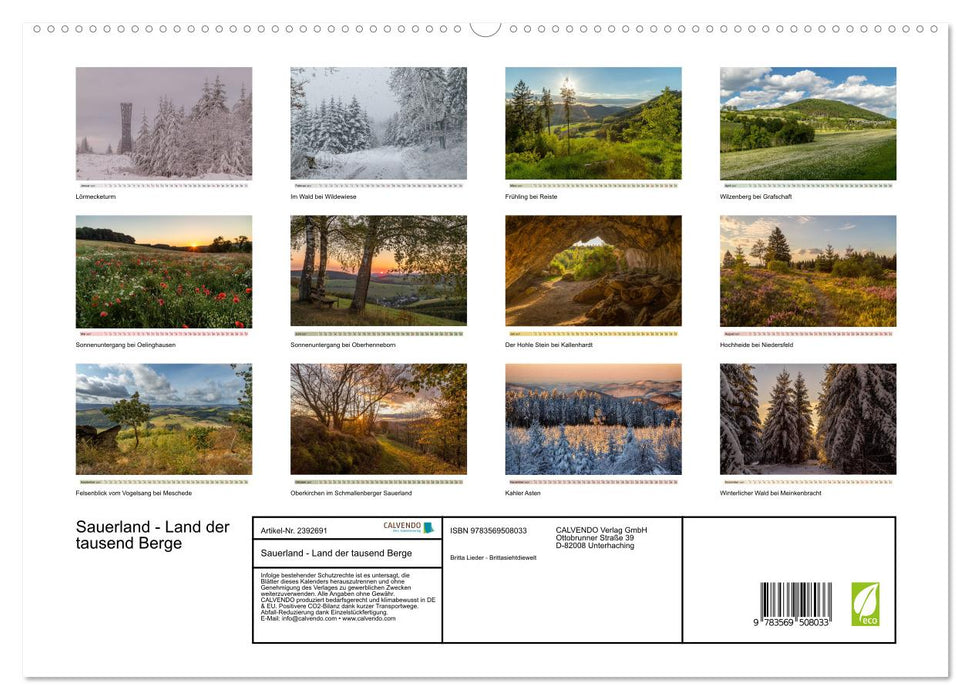 Sauerland - Land der tausend Berge (CALVENDO Wandkalender 2027)