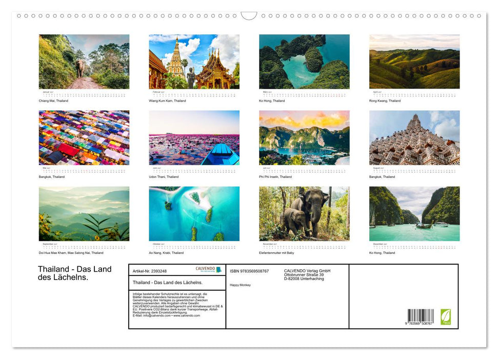 Thailand - Das Land des Lächelns. (CALVENDO Wandkalender 2027)