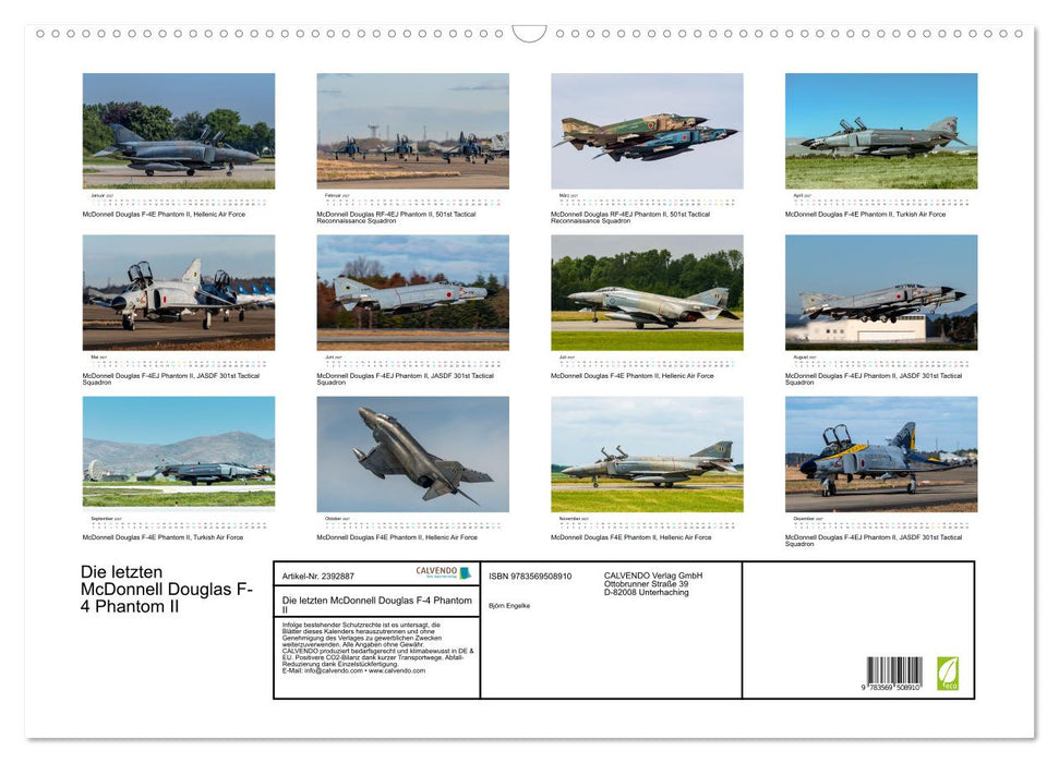 Die letzten McDonnell Douglas F-4 Phantom II (CALVENDO Wandkalender 2027)