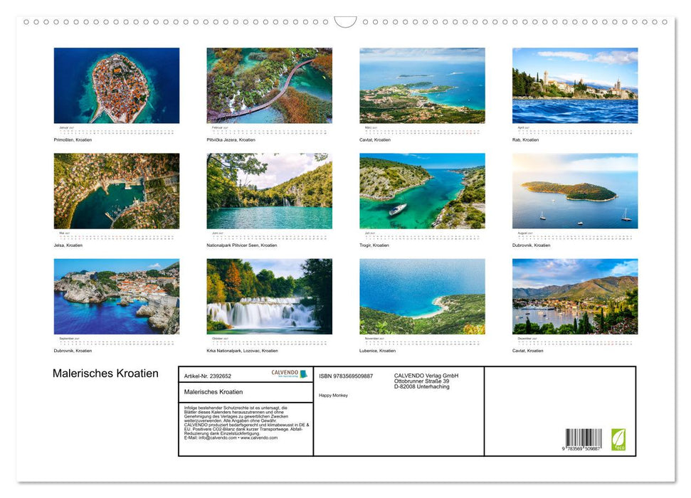 Malerisches Kroatien (CALVENDO Wandkalender 2027)