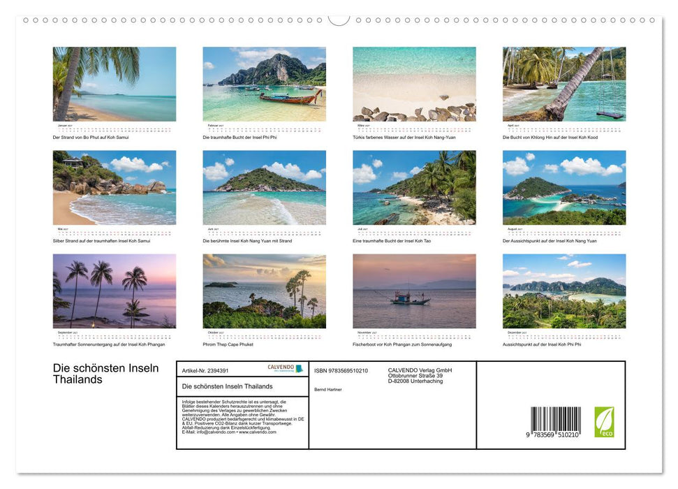 Die schönsten Inseln Thailands (CALVENDO Premium Wandkalender 2027)