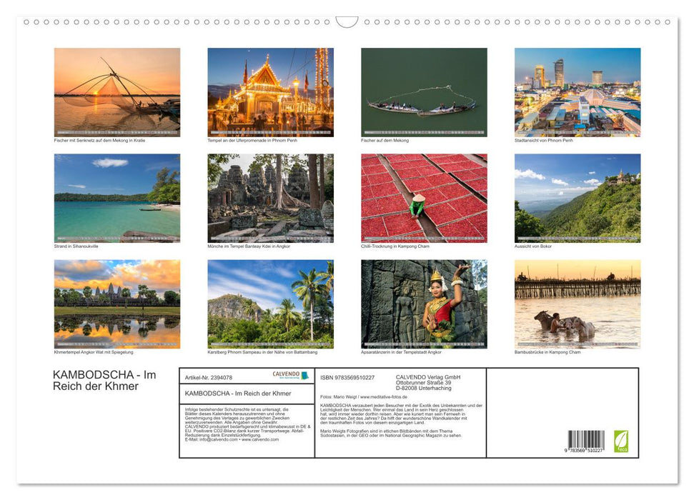 KAMBODSCHA - Im Reich der Khmer (CALVENDO Wandkalender 2027)