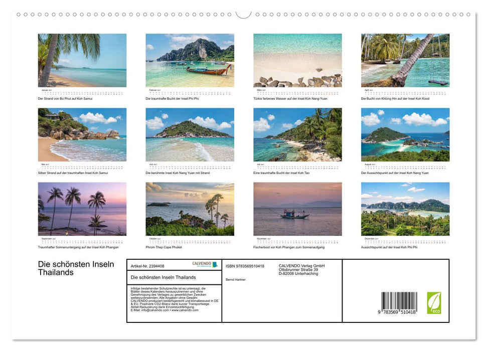 Die schönsten Inseln Thailands (CALVENDO Wandkalender 2027)