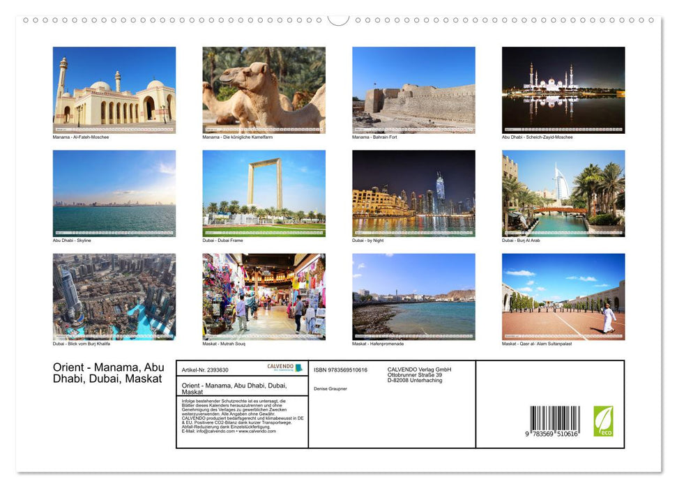Orient - Manama, Abu Dhabi, Dubai, Maskat (CALVENDO Premium Wandkalender 2027)