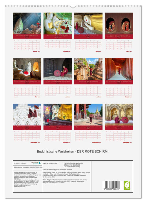 Buddhistische Weisheiten - DER ROTE SCHIRM (CALVENDO Premium Wandkalender 2027)