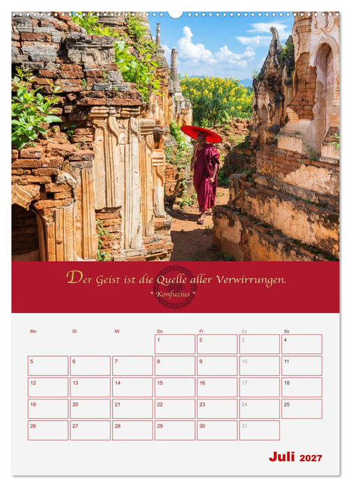Buddhistische Weisheiten - DER ROTE SCHIRM (CALVENDO Premium Wandkalender 2027)