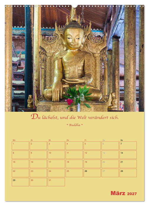 BUDDHA IN GOLD - Mit buddhistischen Sprüchen (CALVENDO Premium Wandkalender 2027)