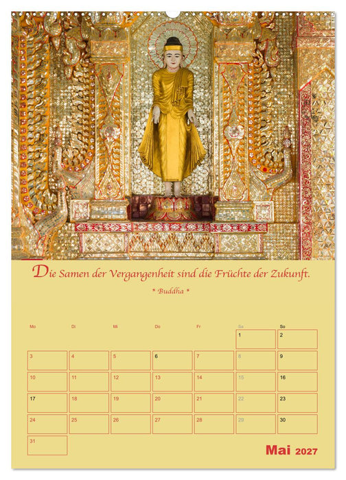BUDDHA IN GOLD - Mit buddhistischen Sprüchen (CALVENDO Premium Wandkalender 2027)