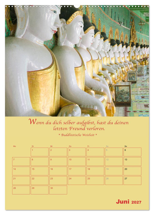 BUDDHA IN GOLD - Mit buddhistischen Sprüchen (CALVENDO Premium Wandkalender 2027)