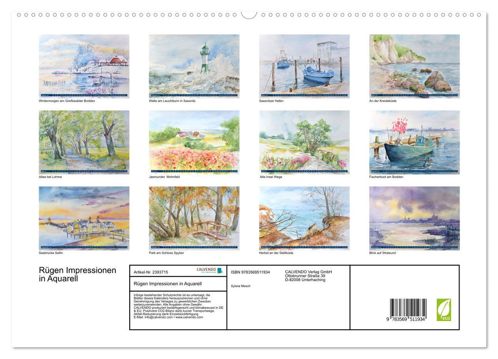 Rügen Impressionen in Aquarell (CALVENDO Wandkalender 2027)