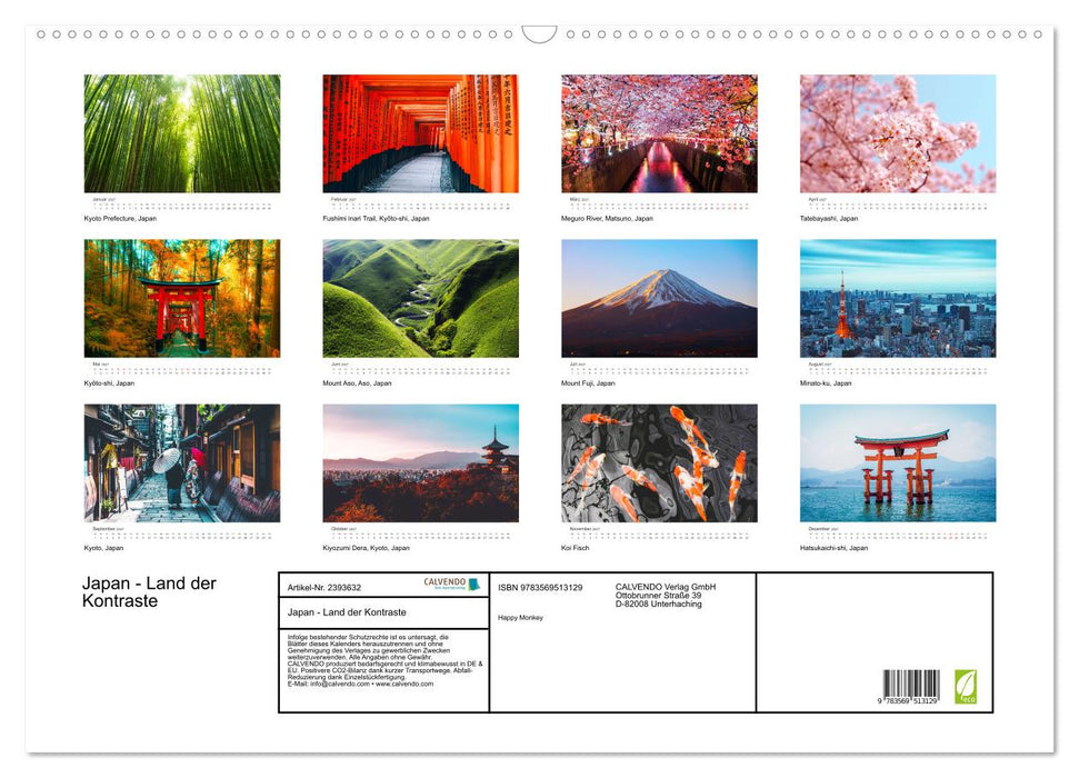 Japan - Land der Kontraste (CALVENDO Wandkalender 2027)