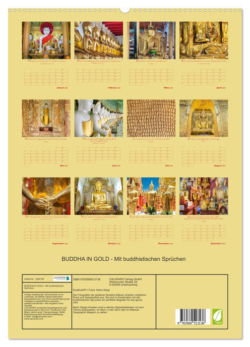 BUDDHA IN GOLD - Mit buddhistischen Sprüchen (CALVENDO Wandkalender 2027)