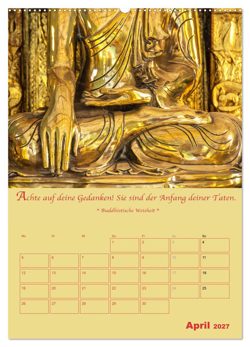 BUDDHA IN GOLD - Mit buddhistischen Sprüchen (CALVENDO Wandkalender 2027)
